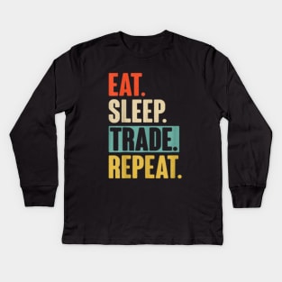 Eat Sleep Trade Repeat Crypto Kids Long Sleeve T-Shirt